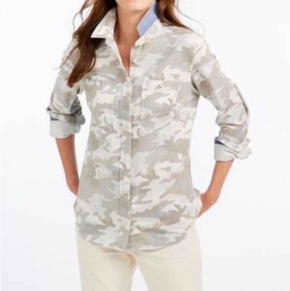 L.L. Bean Tops | LL Bean Camo Button Up | Color: Cream - Picture 7 of 7